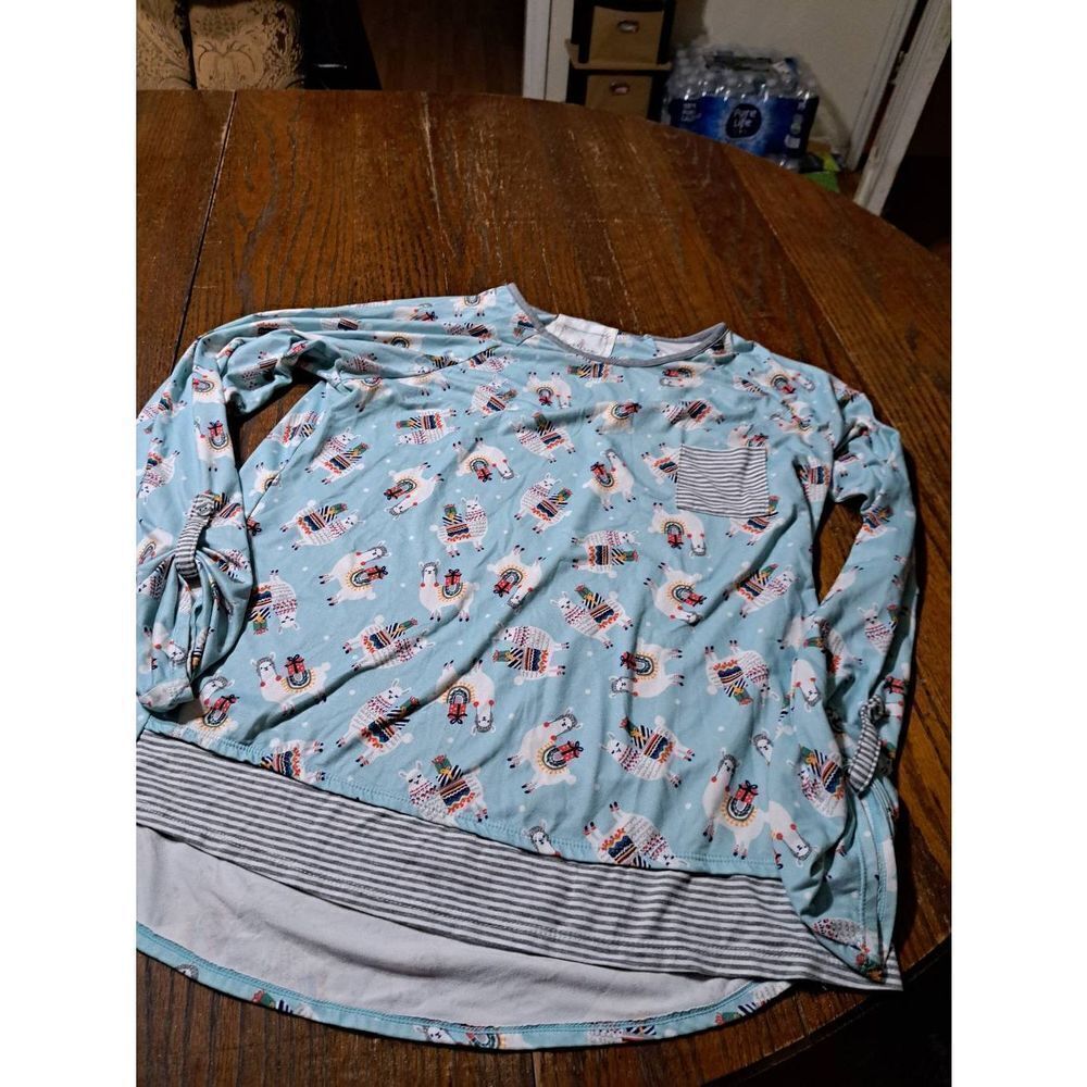 Small Cuddl Duds Christmas Holiday Llama 3/4 Sleeve PJ Pajama Top Shirt